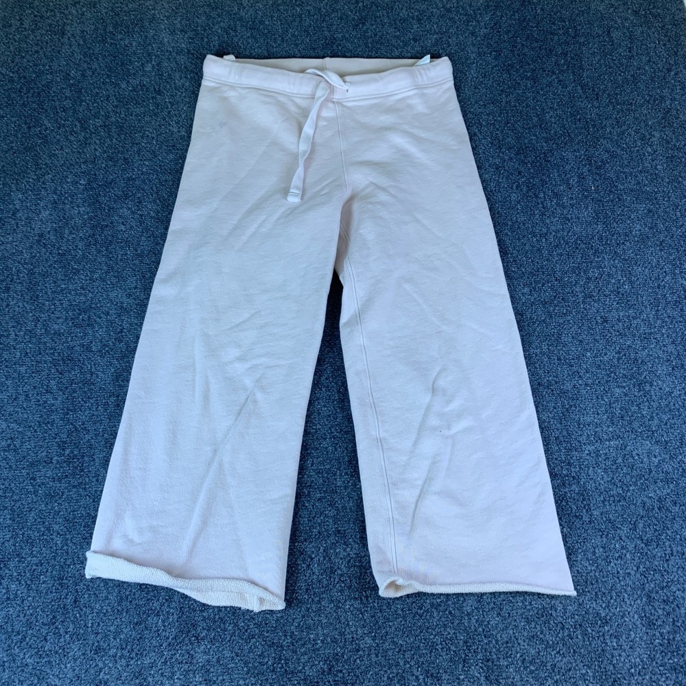 Frank & Eileen Catherine Pants Womens XS Pink Good Terry Lined Wide Leg Raw Hem